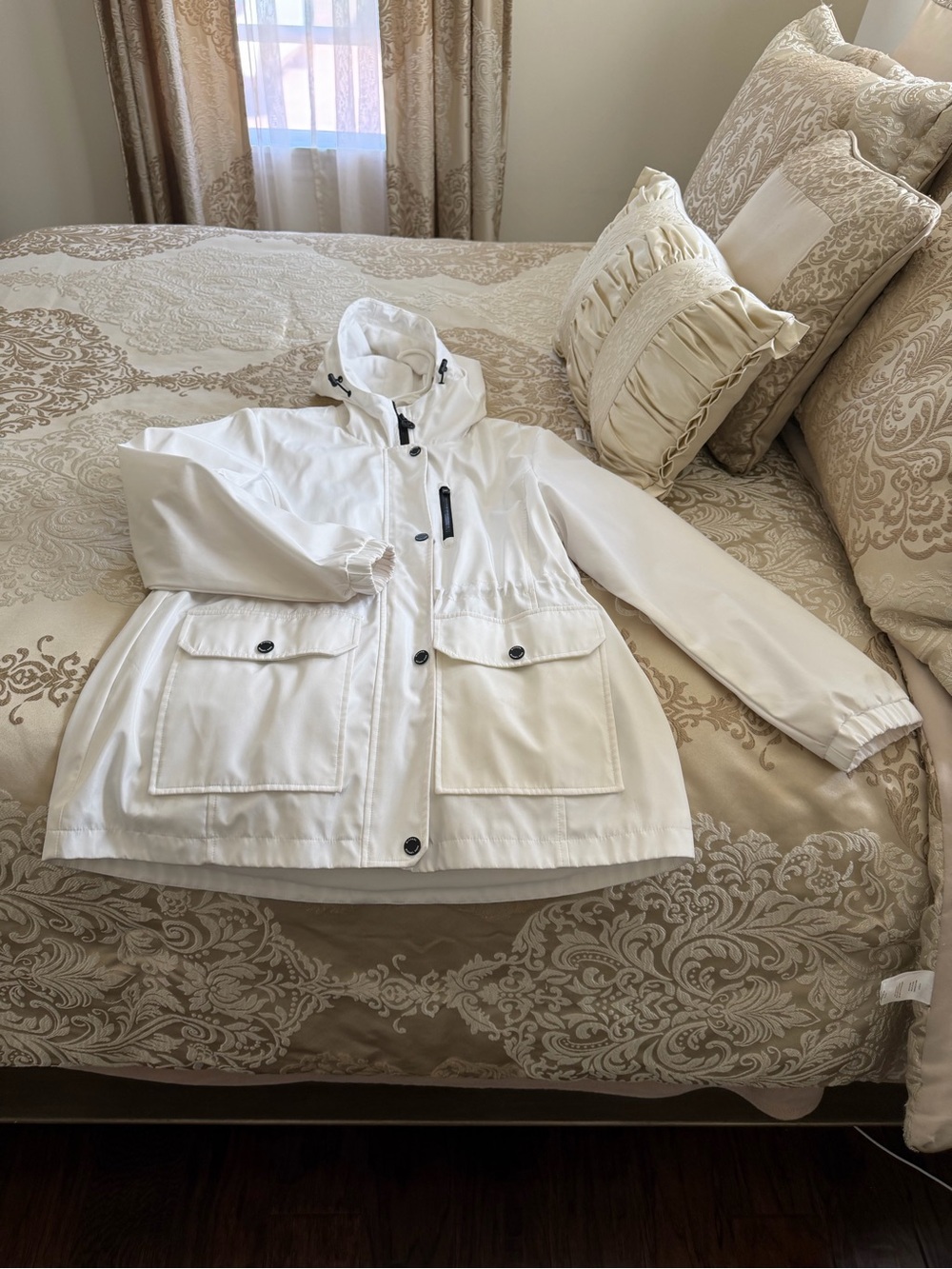 Michael Kors White Hooded Utility Jacket